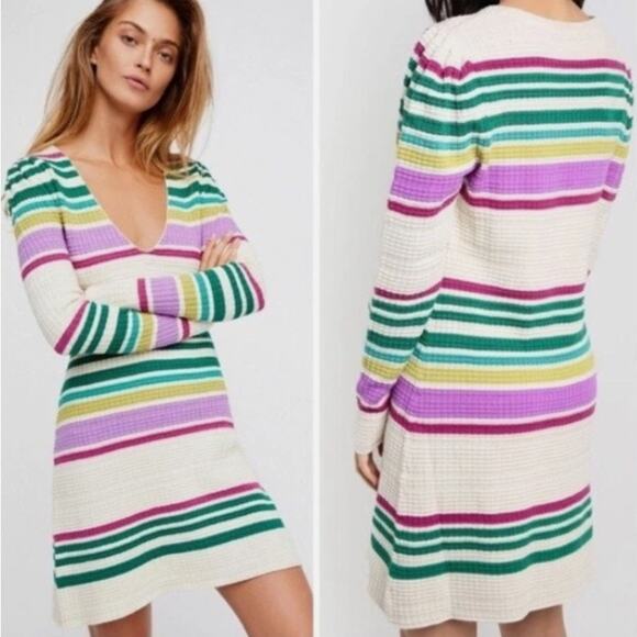 SALE Free People Gidget Striped Sweater Dress Knit sz XS - Picture 1 of 8